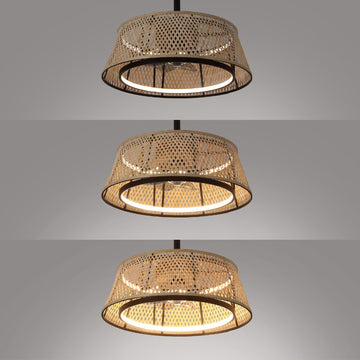 Cressida 23.75" Traditional Bohemian 6-Speed Metal/Bamboo Mobile-App/Remote-Controlled Height-Adjustable Dimmable Caged Integrated LED Ceiling Fan - JONATHAN Y